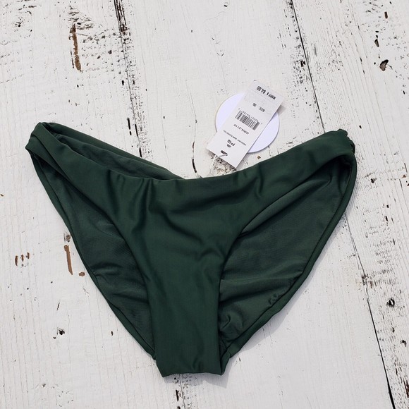 PILYQ Green Envy Basic Ruched Full Bikini Swim Bottoms Women's Size Medium NEW - Picture 10 of 14